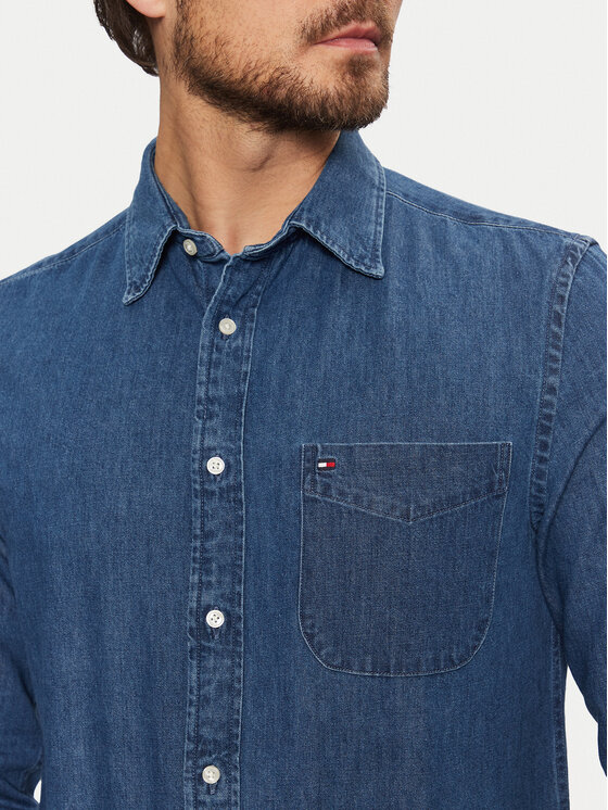 Tommy Hilfiger Tommy Hilfiger džínsová košeľa MW0MW37581 Modrá Regular Fit