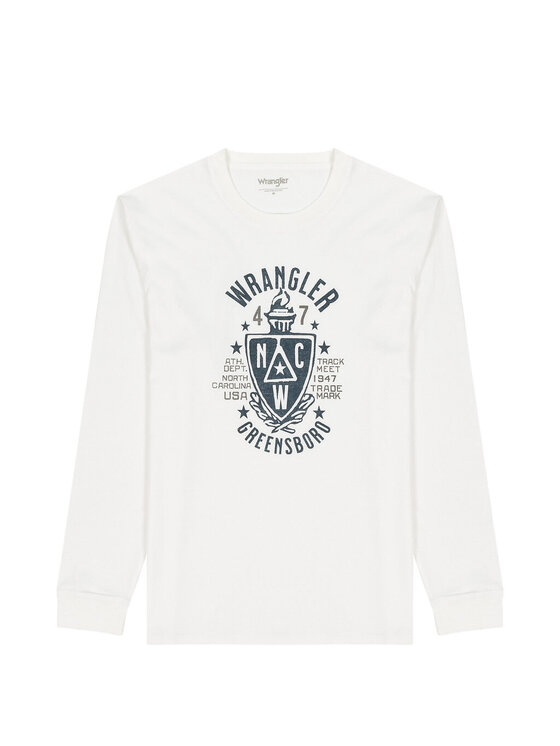 Wrangler Wrangler T-Shirt Long Sleeve Americana Tee Biały Regular Fit