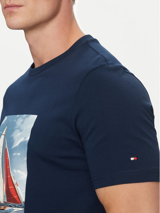 Tommy Hilfiger Tommy Hilfiger Tričko Color Photo Print MW0MW38615 Tmavomodrá Regular Fit