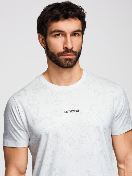 Ombre Ombre T-Shirt OM-TSFP-0263 Biały Regular Fit