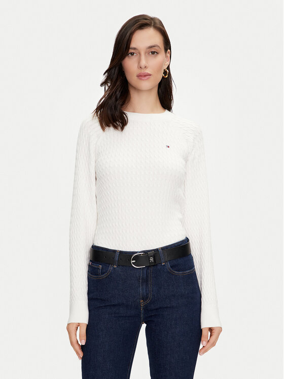 Tommy Hilfiger Sveter WW0WW41142 Biela Regular Fit