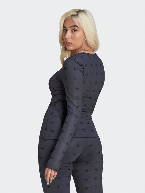 adidas adidas Блуза Allover Print HL9137 Черен Slim Fit