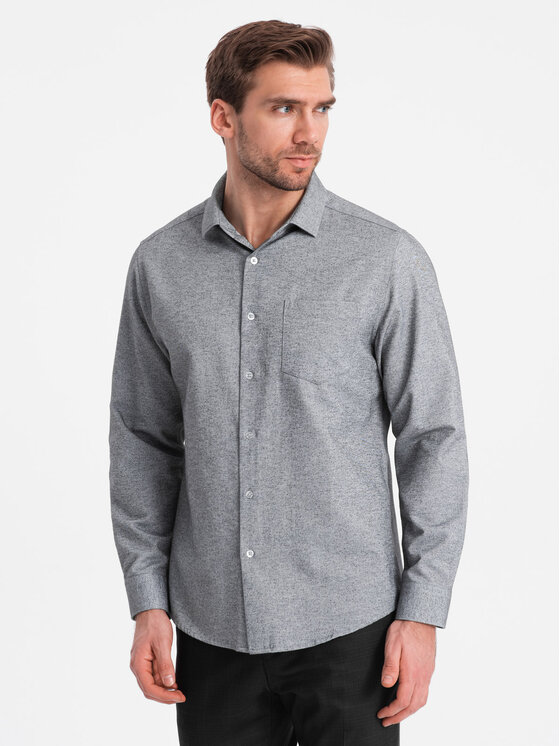 Ombre Ombre Košile OM-SHCS-0148 Šedá Regular Fit