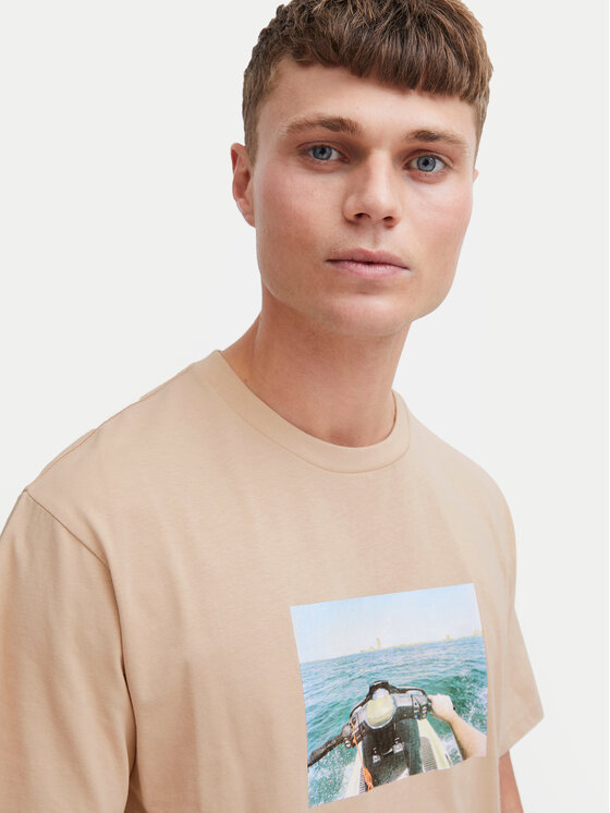 Solid Solid T-Shirt 21108237 Μπεζ Regular Fit