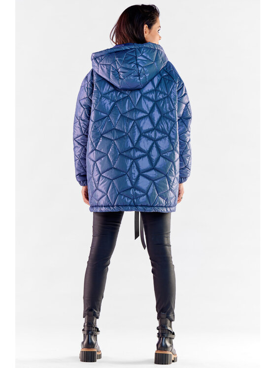Awama Awama Płaszcz A536 Granatowy Basic Fit