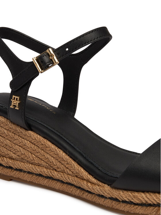 Tommy Hilfiger Tommy Hilfiger Espadrile Mid Wedge Espad Leather FW0FW09340 Crna