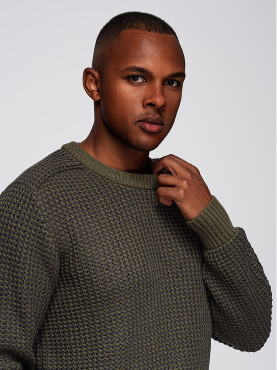 Ombre Ombre Sweter OM-SWSW-0122 Zielony Regular Fit