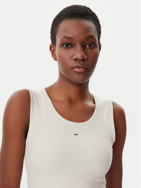 Tommy Jeans Tommy Jeans Top Essential DW0DW20673 Beež Slim Fit