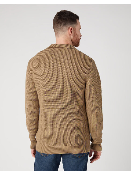 Wrangler Wrangler Sweter HALF ZIP KNIT Beżowy Regular Fit