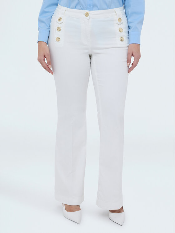 Fiorella Rubino Fiorella Rubino Spodnie materiałowe P464T205184N011 Biały Flare Fit