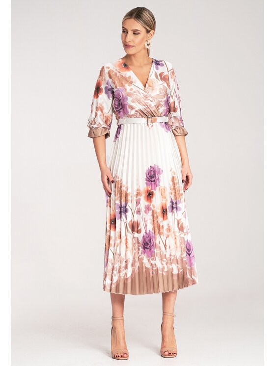 FIGL FIGL Koktejlové šaty M1138 Biela Feminine Fit