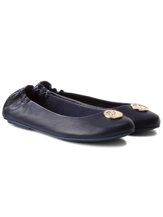 Tommy Hilfiger Tommy Hilfiger Balerina Flexible Ballerina Leather FW0FW03401 Sötétkék