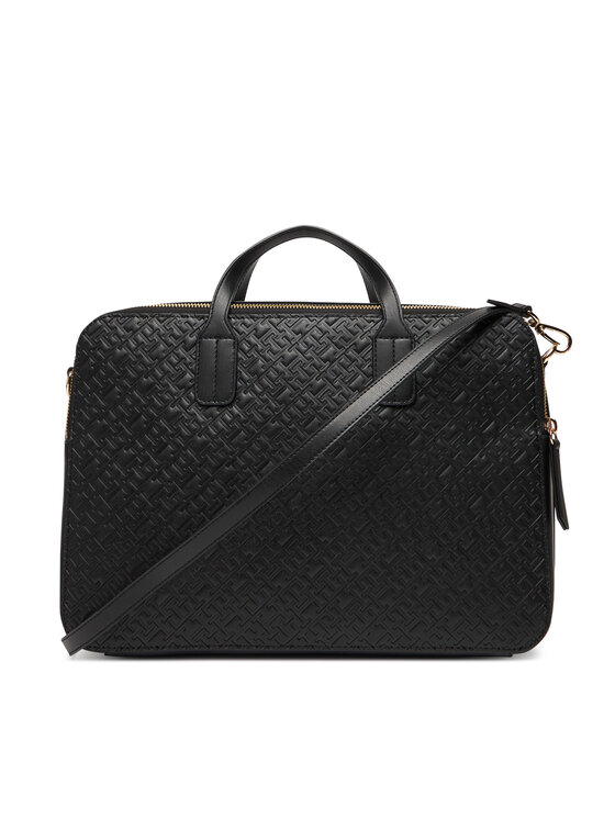 Tommy Hilfiger Tommy Hilfiger Portatīvā datora soma Th Icon Laptop Bag Mono AW0AW18003 Melns