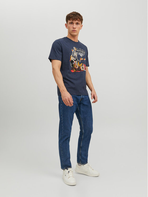 Jack & Jones Jack & Jones T-särk Beach Bone 12234309 Tumesinine Standard Fit