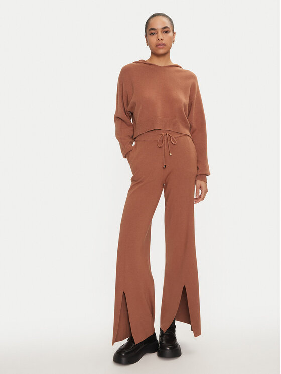 Fracomina Fracomina Megztos kelnės FJ24WV3004K42001 Ruda Wide Leg
