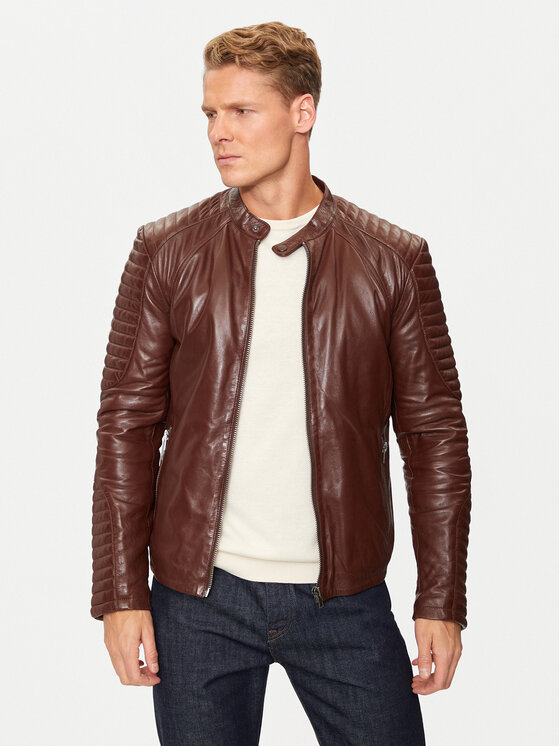 Serge Pariente Serge Pariente Nahkjope Leman 2 Pruun Slim Fit