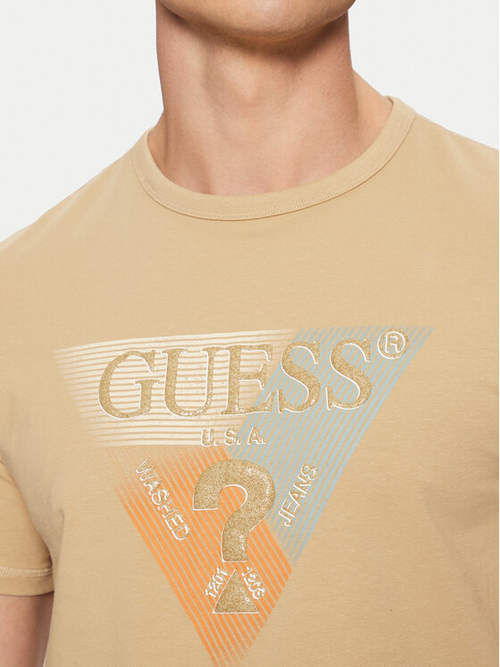 Guess Guess T-Shirt M5RI14 J1314 Beżowy Slim Fit