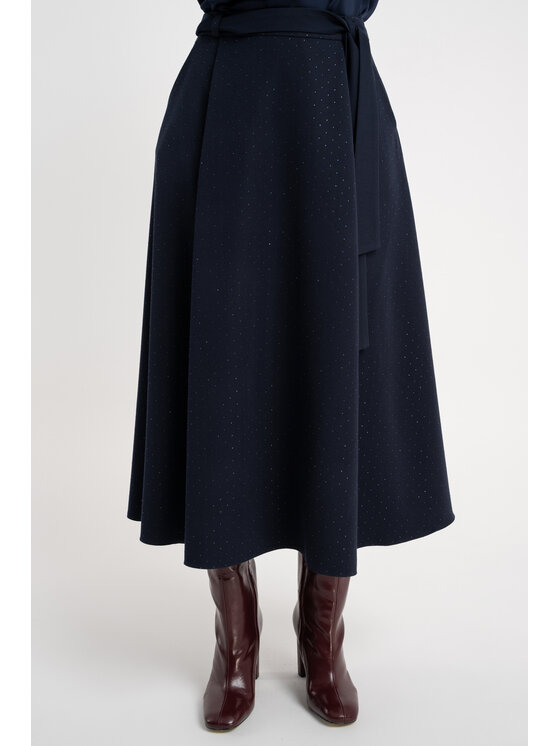 CLICK CLICK Spódnica 50-734 Granatowy Flare Fit
