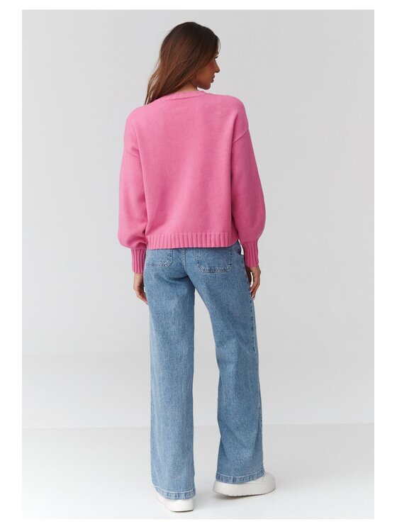 Makadamia Makadamia Sweter C43 Różowy Loose Fit