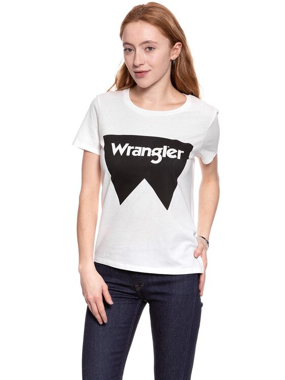 Wrangler Wrangler T-Shirt FESTIVAL TEE Biały Regular Fit