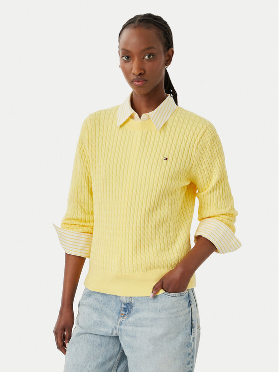Tommy Hilfiger Pulover Fine WW0WW44993 Galben deschis Regular Fit