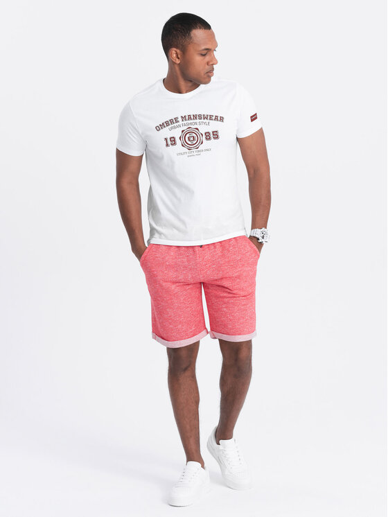 Ombre Ombre Šortky z materiálu OM-SRSK-0116 Červená Loose Fit