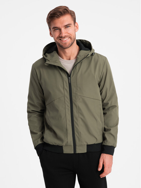Ombre Ombre Kurtka przejściowa OM-JANP-0149 Khaki Regular Fit