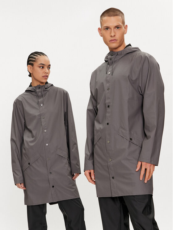 Rains Nepremokavá bunda Long Jacket W3 12020 Sivá Regular Fit