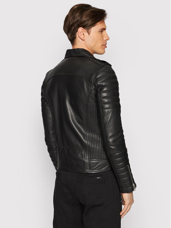 Serge Pariente Serge Pariente Nahkjope Hipster Must Regular Fit