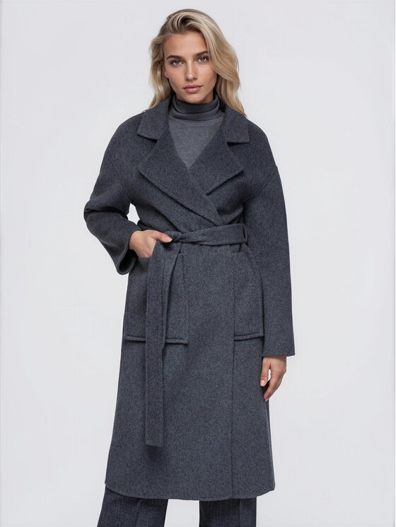 Ombre Ombre Płaszcz przejściowy OW-CT-E0031 Szary ciemny Relaxed Fit