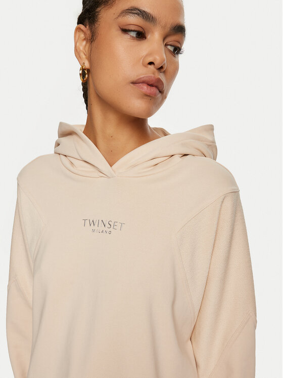 TWINSET TWINSET Džemperis ar kapuci 242TP2041 Bēšs Relaxed Fit
