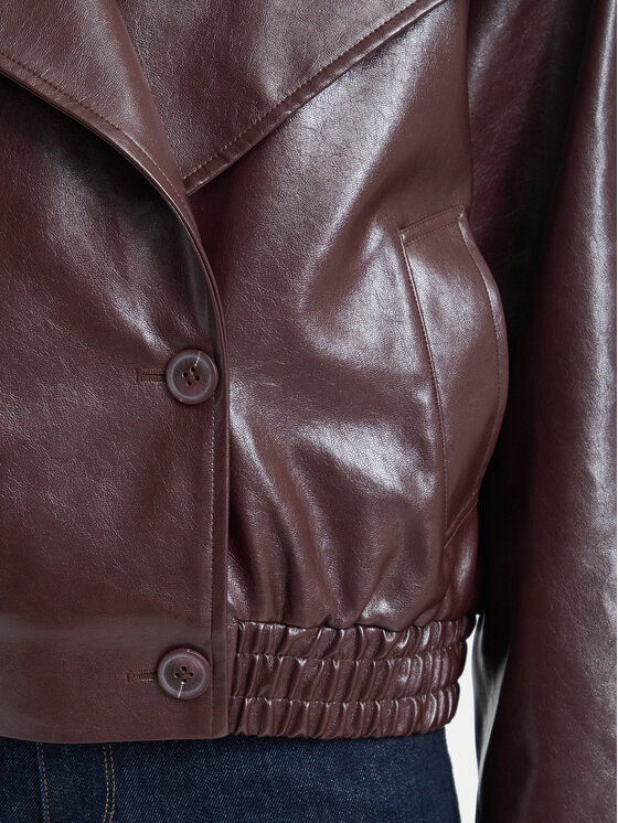 Simple Simple Jakna iz umetnega usnja 62KUDPU100 Bordo rdeča Regular Fit