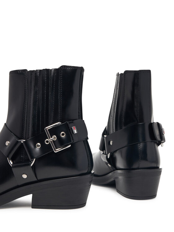 Tommy Jeans Tommy Jeans Botki Tjw Buckle Leather Cowboy Boots EN0EN03143 Czarny