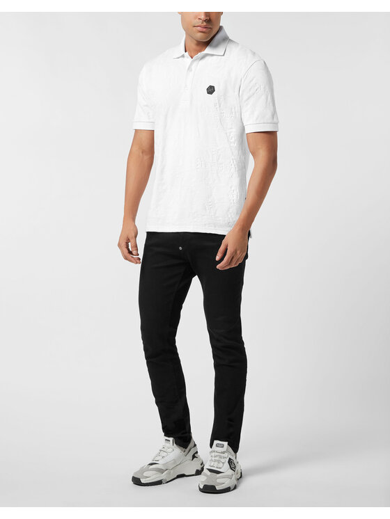 PHILIPP PLEIN PHILIPP PLEIN Polo 26189 Biały Slim Fit