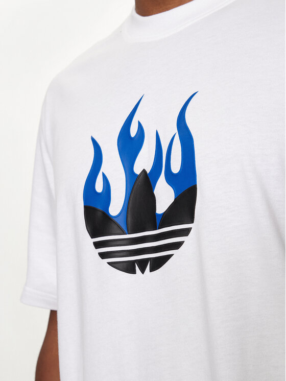 adidas adidas Tričko Flames Logo IS2944 Biela Loose Fit