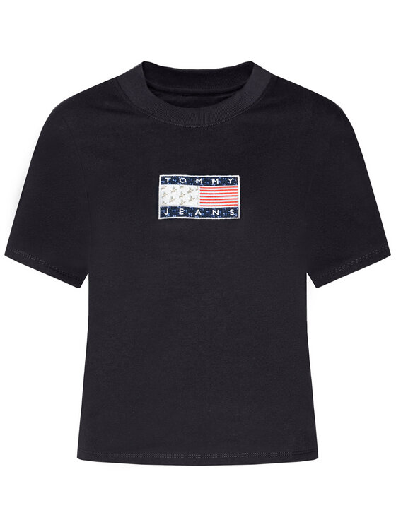 Tommy Jeans Marškinėliai Star Americana Flag DW0DW08482 Tamsiai mėlyna  Regular Fit • Modivo.lt