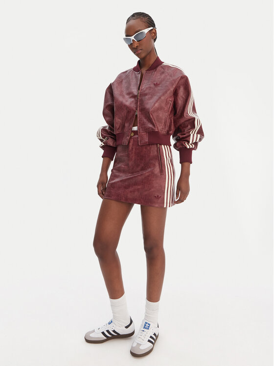 adidas adidas Sukňa z imitácie kože Pleather KD8785 Bordová Regular Fit