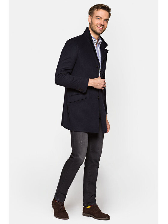 Lancerto Lancerto Płaszcz wełniany Granton 2 Granatowy Regular Fit