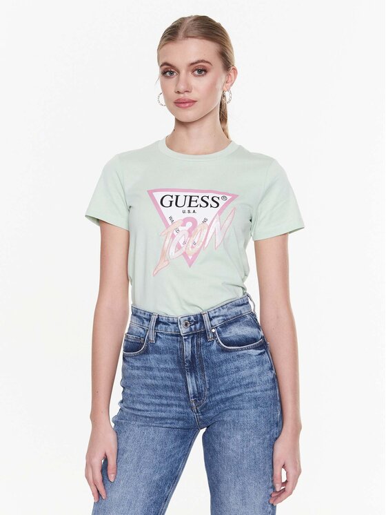 Guess T-shirt Icon W3RI12 I3Z14 Zelena Regular Fit