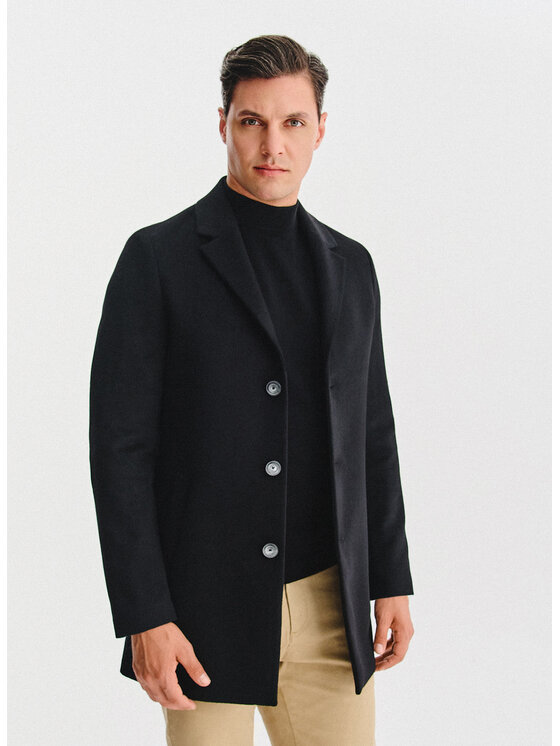 Pako Lorente Pako Lorente Płaszcz wełniany P25WF-7X-020 Czarny Classic Fit