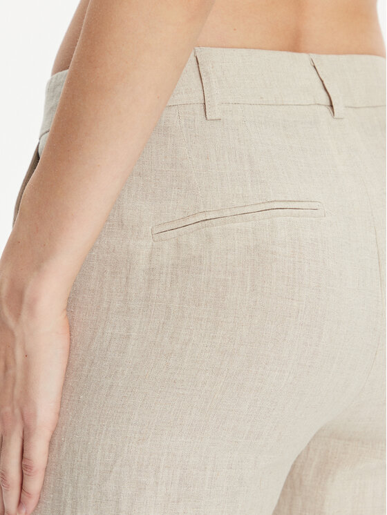Marella Marella Kalhoty z materiálu Muschio 2413131272 Écru Regular Fit
