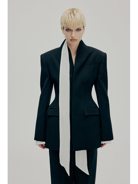 Epuzer Epuzer Giacca da abito Peplum wool Nero Standard Fit