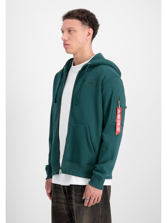 Alpha Industries Alpha Industries Bluza Backprint Zip Hoodie Zielony Regular Fit