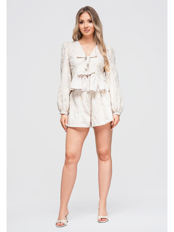 Ombre Ombre Szorty materiałowe OW-ST-E0012 Beżowy Relaxed Fit
