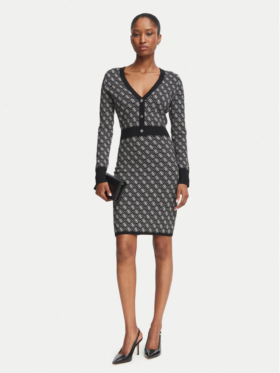 Guess Guess Úpletové šaty W6BK23 Z1422 Černá Slim Fit