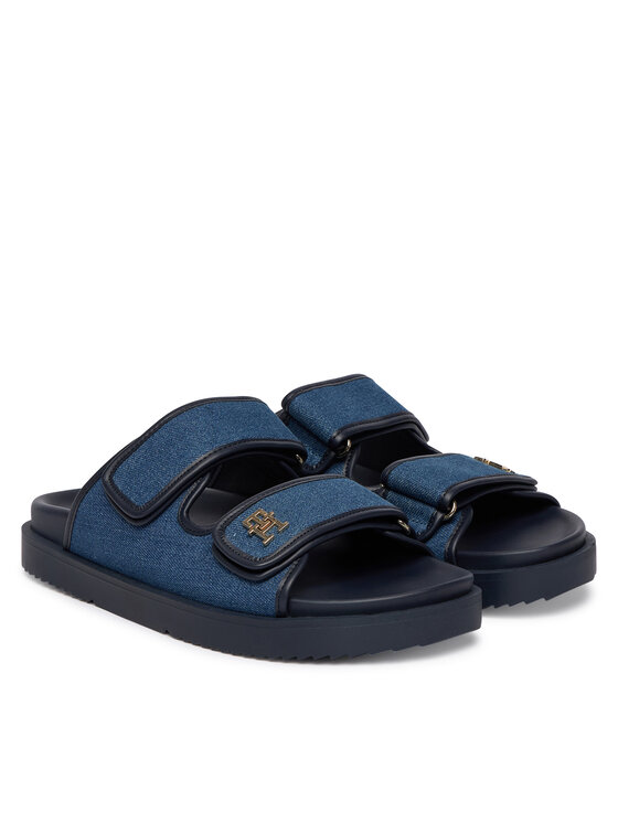 Tommy Hilfiger Tommy Hilfiger Nazouváky Double Strap Denim Sandal FW0FW09123 Modrá