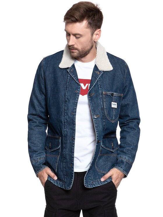 Lee Lee Giubbotto invernale LONG LOCO SHERPA Blu Regular Fit