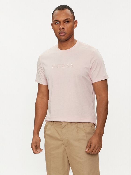 Guess Guess T-Shirt M2BP47 K7HD0 Růžová Slim Fit