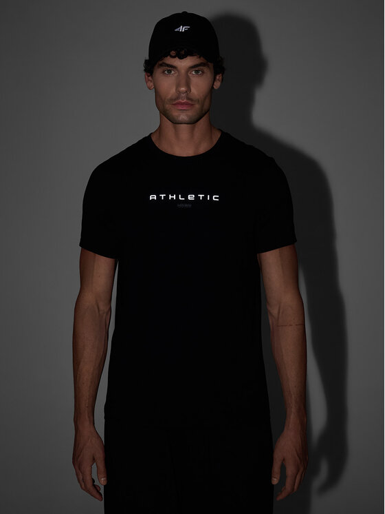 4F 4F T-Shirt NIGHT RUN Czarny Slim Fit