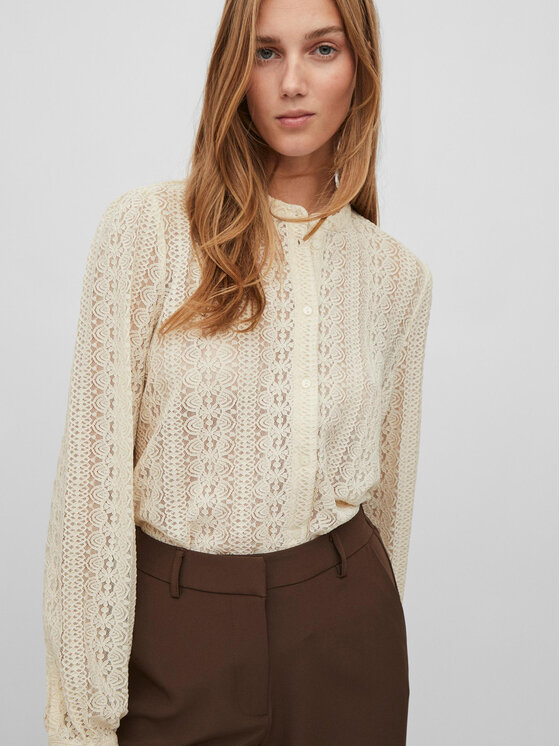 Vila Vila Сорочка Chikka 14082977 Écru Regular Fit